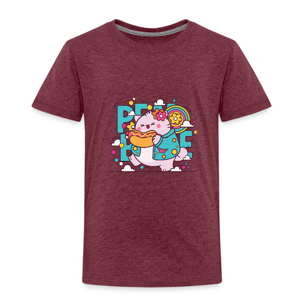 Pembe the Pink Cat Kids' Premium T-Shirt - heather burgundy