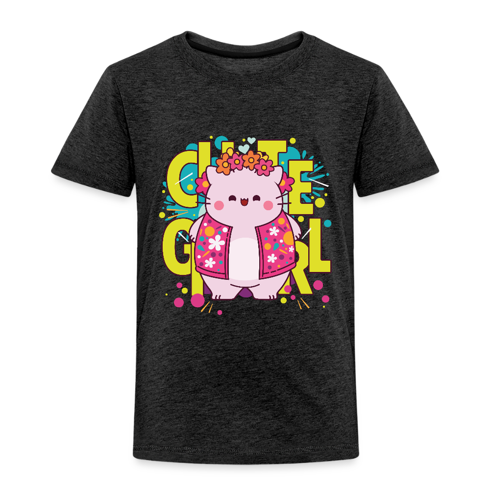 Pembe the Pink Cat Kids' Premium T-Shirt - charcoal grey