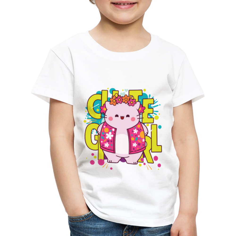 Pembe the Pink Cat Kids' Premium T-Shirt - white