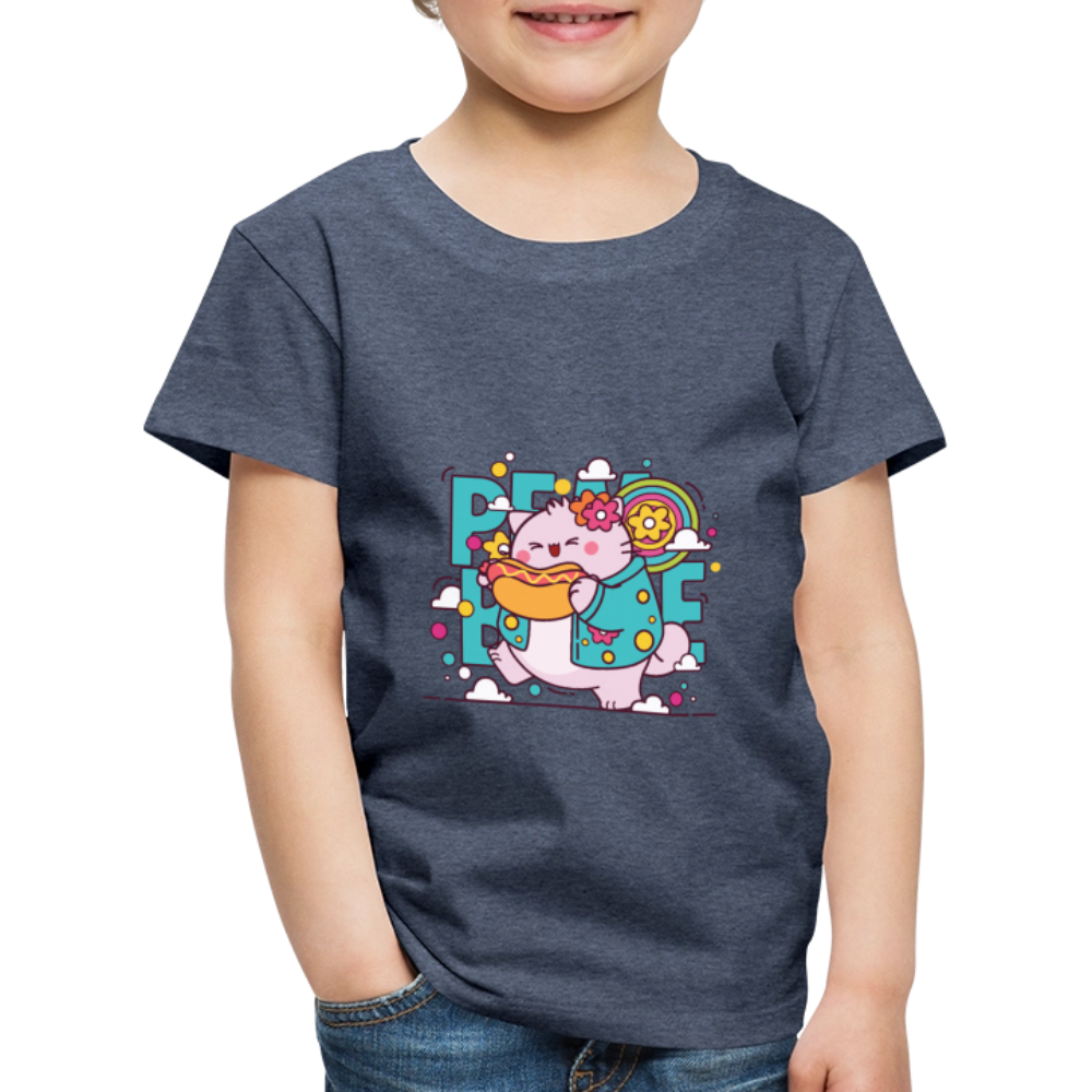 Pembe the Pink Cat Kids' Premium T-Shirt - heather blue