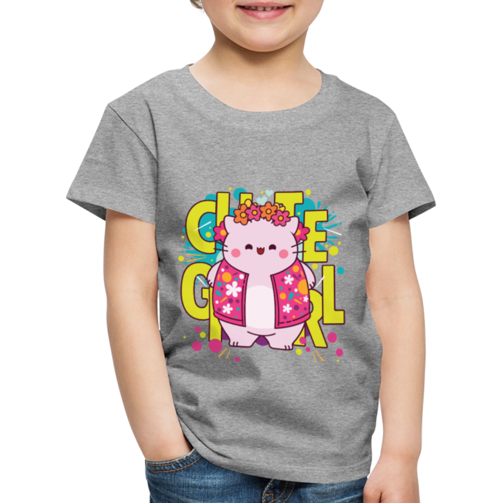 Pembe the Pink Cat Kids' Premium T-Shirt - heather grey