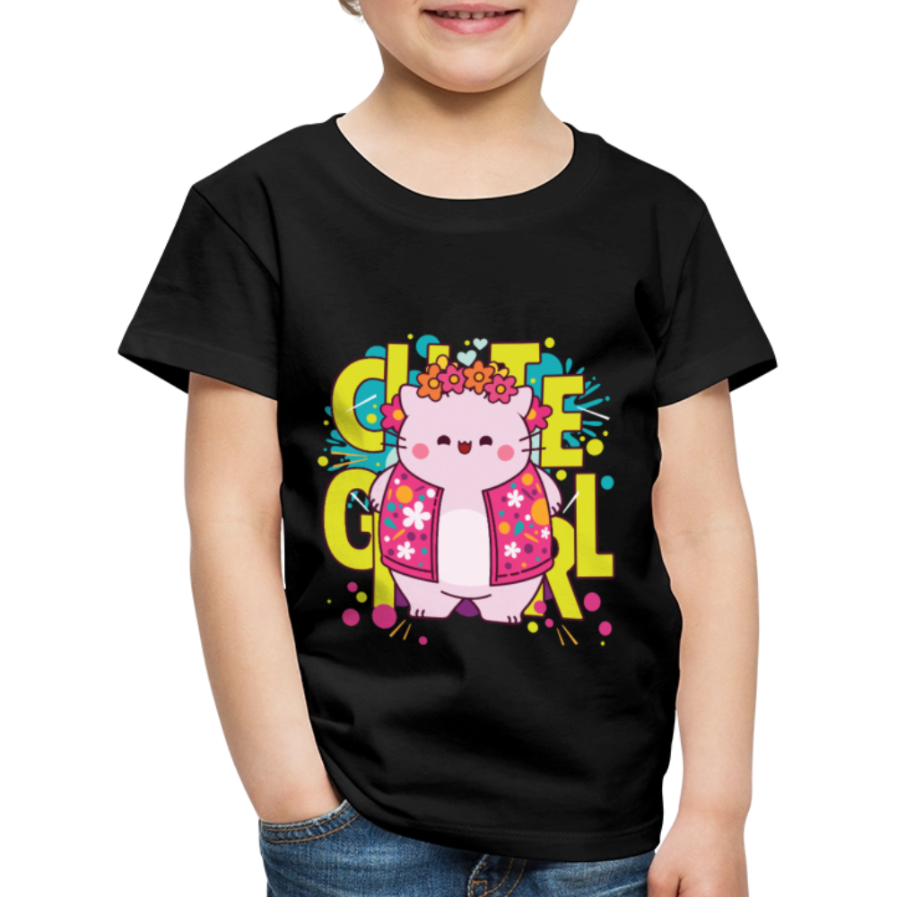 Pembe the Pink Cat Kids' Premium T-Shirt - black