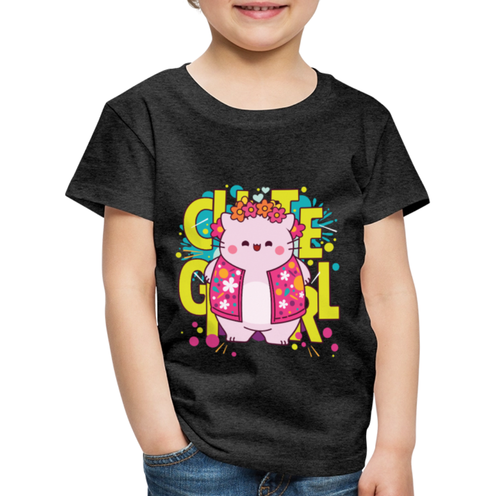 Pembe the Pink Cat Kids' Premium T-Shirt - charcoal grey