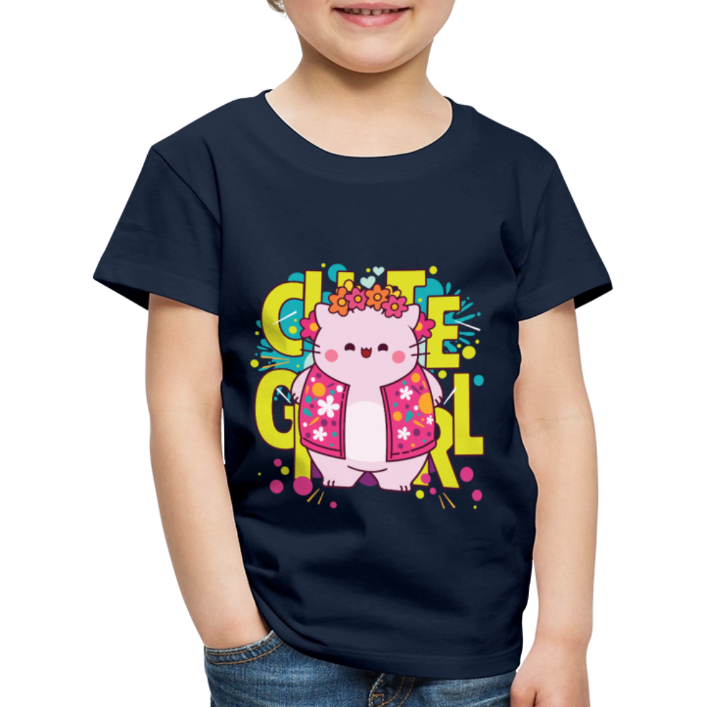 Pembe the Pink Cat Kids' Premium T-Shirt - navy