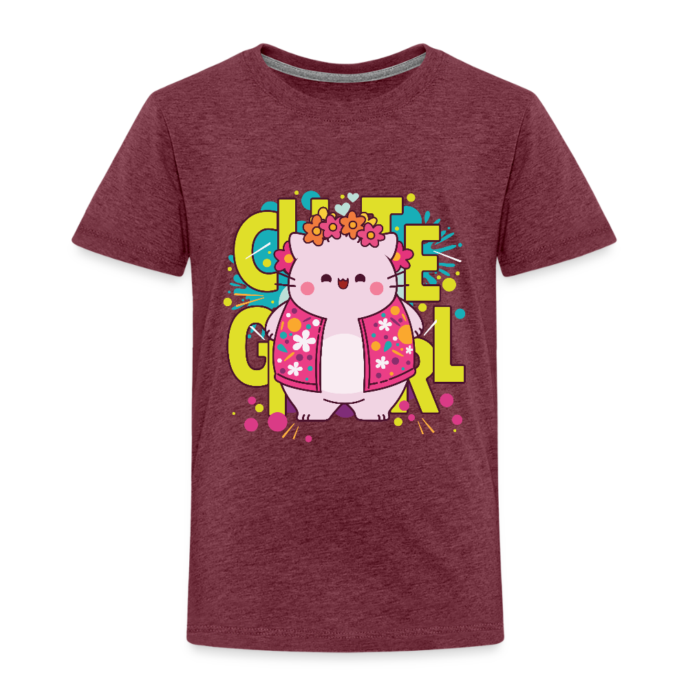 Pembe the Pink Cat Kids' Premium T-Shirt - heather burgundy