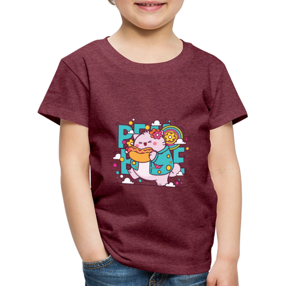 Pembe the Pink Cat Kids' Premium T-Shirt - heather burgundy