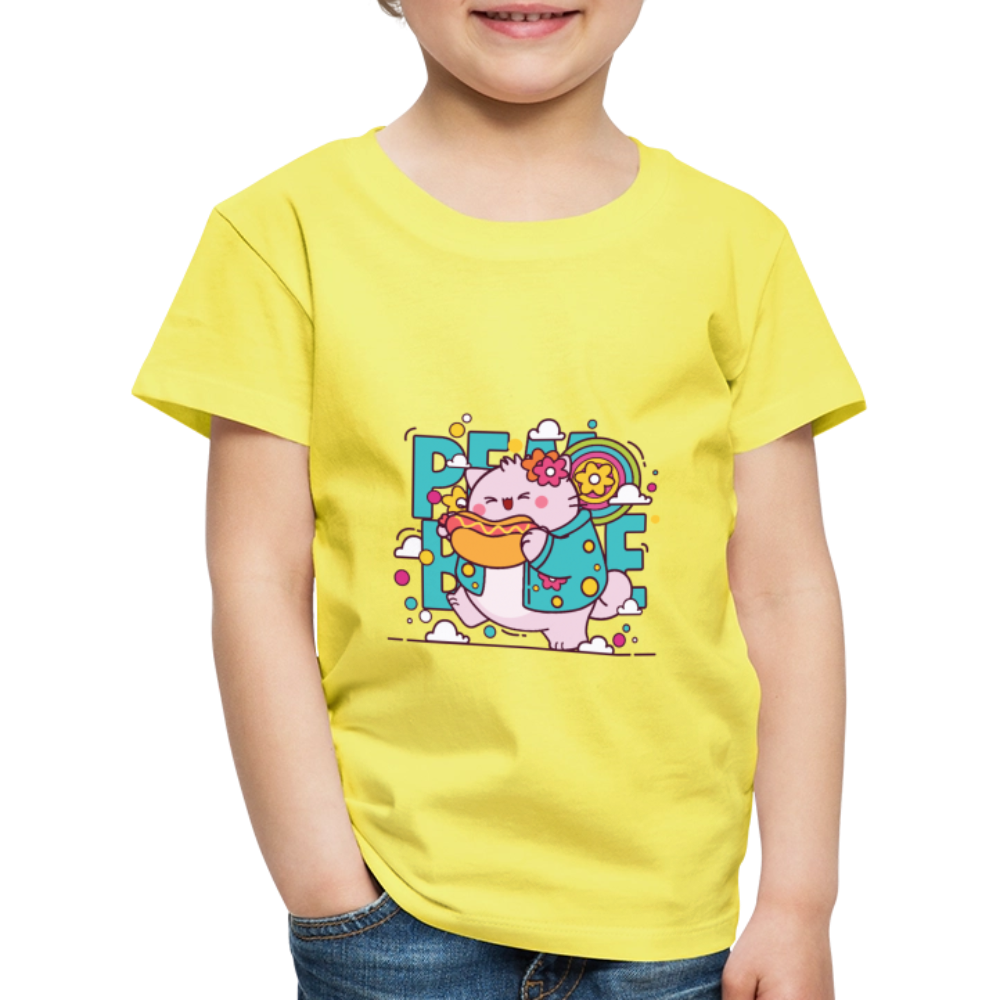 Pembe the Pink Cat Kids' Premium T-Shirt - yellow