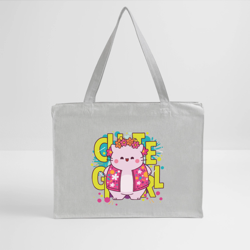 Pembe Recycled Shopping Bag -Cute Girl - heather grey