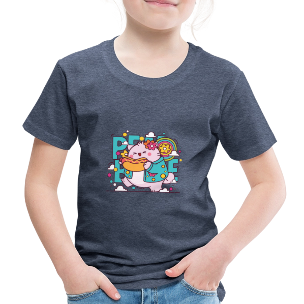 Pembe the Pink Cat Kids' Premium T-Shirt - heather blue