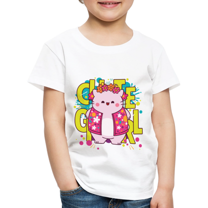 Pembe the Pink Cat Kids' Premium T-Shirt - white