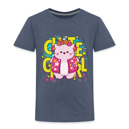 Pembe the Pink Cat Kids' Premium T-Shirt - heather blue