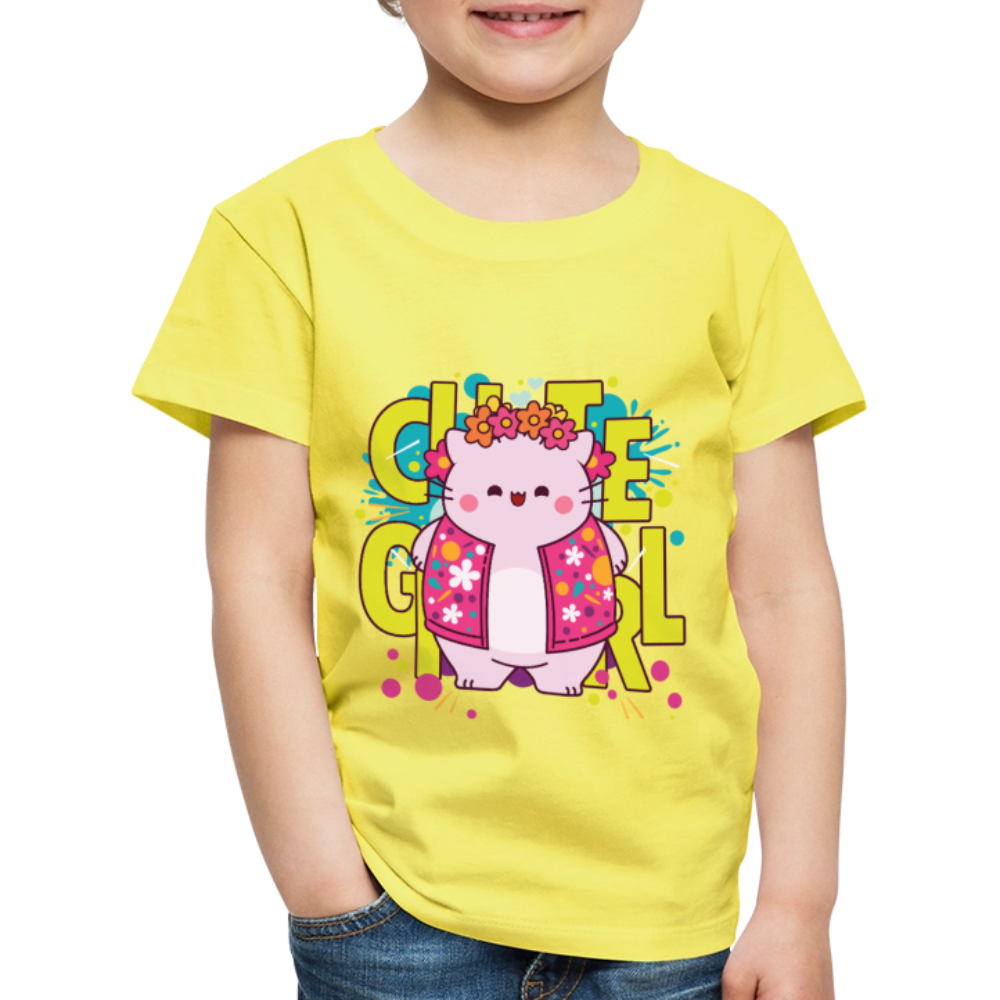 Pembe the Pink Cat Kids' Premium T-Shirt - yellow