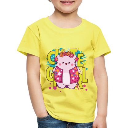 Pembe the Pink Cat Kids' Premium T-Shirt - yellow
