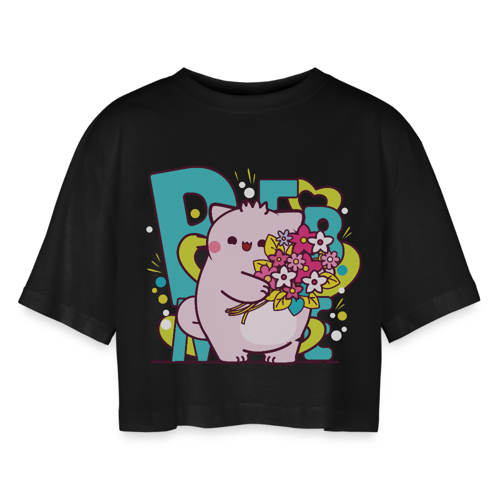 Women’s Oversized Cropped T-Shirt - black