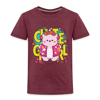Pembe the Pink Cat Kids' Premium T-Shirt - heather burgundy