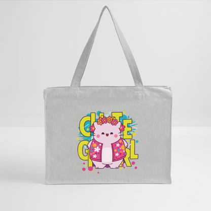 Pembe Recycled Shopping Bag -Cute Girl - heather grey