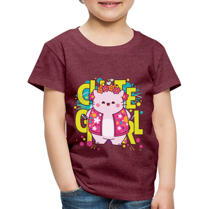 Pembe the Pink Cat Kids' Premium T-Shirt - heather burgundy